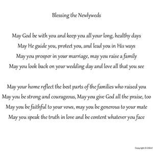 Blessing The Newlyweds, Christian Wedding Greeting Card Text, Speech Script, Reception Toast, To Your Marriage, From Our Family To Yours