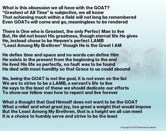 Strive to be a LAMB Instant Download, I don&#39;t want to be a GOAT Digital Print, Christian Inspiration, Poesie für Jesus, Lesung in der Kirche