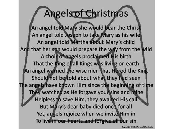 Angels of Christmas Poem Digital Print Downloadable Christmas  Etsy