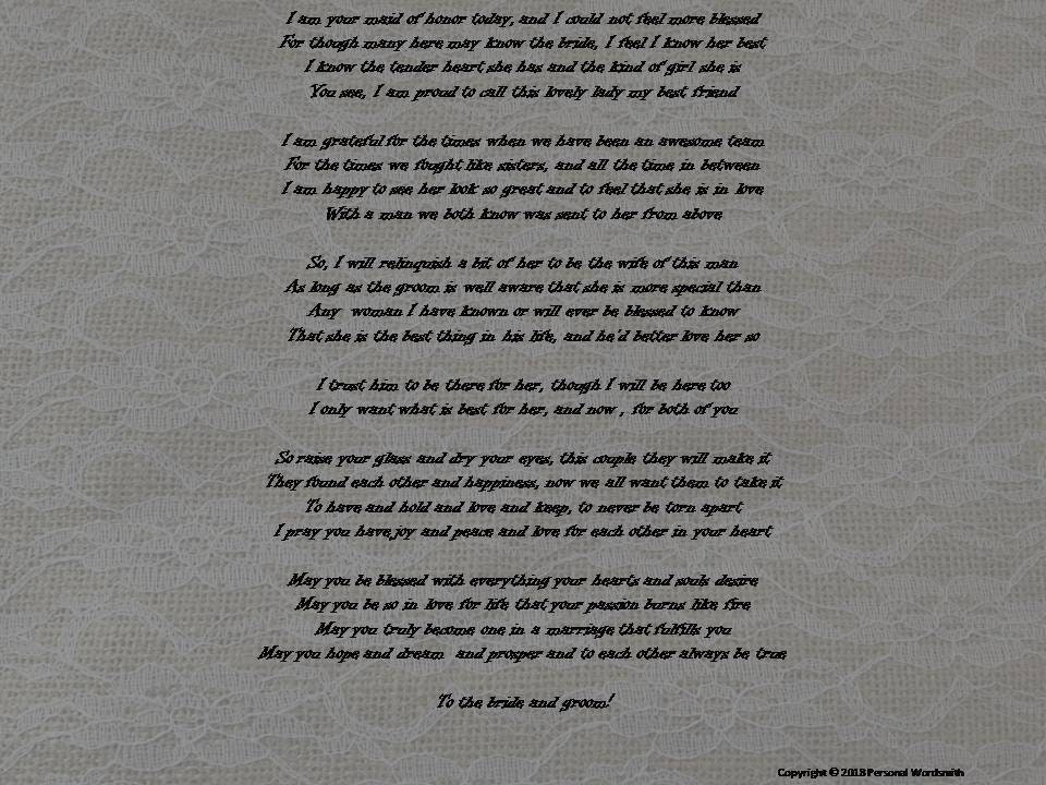 Maid of honor speech generator image