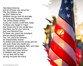 Thank You Veteran Poem, As Long as Some Are Brave by Personal Wordsmith, Memorial Day Poetry Download, Veterans Day Reading Digital Print