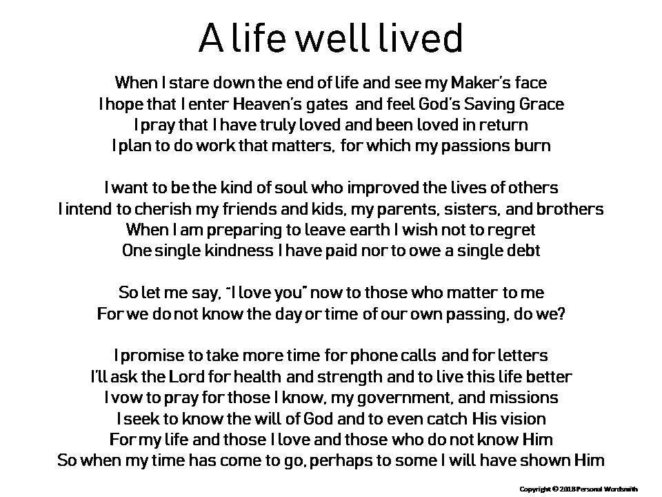 Poetry for A Celebration of Life, Funeral Reading Download, Printable