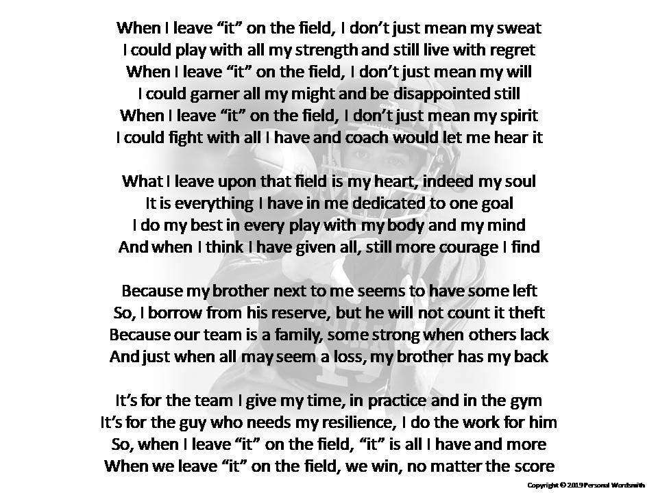 Football Player Poetry, Football Awards Banquet Reading, Inspiration