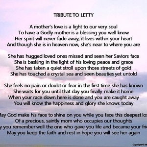 Poem To A Mother in Heaven, Download Saintly Mom, Deceased Mother Tribute, Poetry for a Funeral, Celebration of Life Reading Download