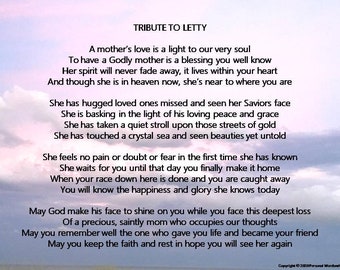 Poem To A Mother in Heaven, Download Saintly Mom, Deceased Mother Tribute, Poetry for a Funeral, Celebration of Life Reading Download