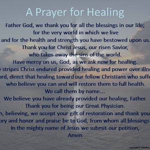 Downloadable Healing Prayer, Christian Healing Prayer Print, Pray for Health and Strength, Restoration Prayer, Christian Faith, Comfort Poem