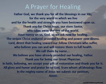 Downloadable Healing Prayer, Christian Healing Prayer Print, Pray for Health and Strength, Restoration Prayer, Christian Faith, Comfort Poem