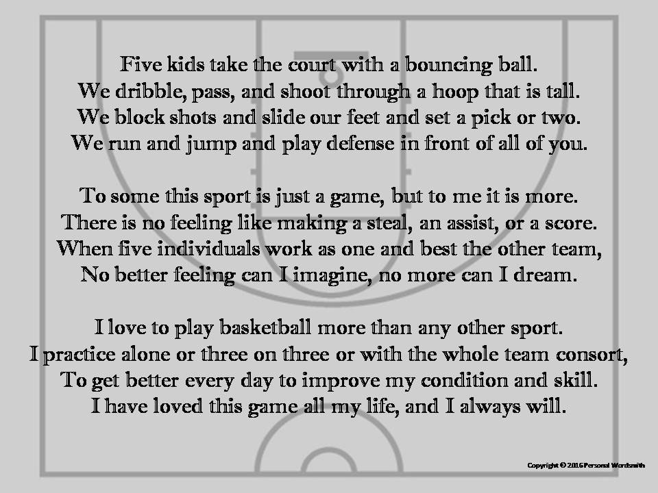 Basketball Team Poetry Print, Digital Basketball Poem Photo, Downloadable Basketball Team Poetry