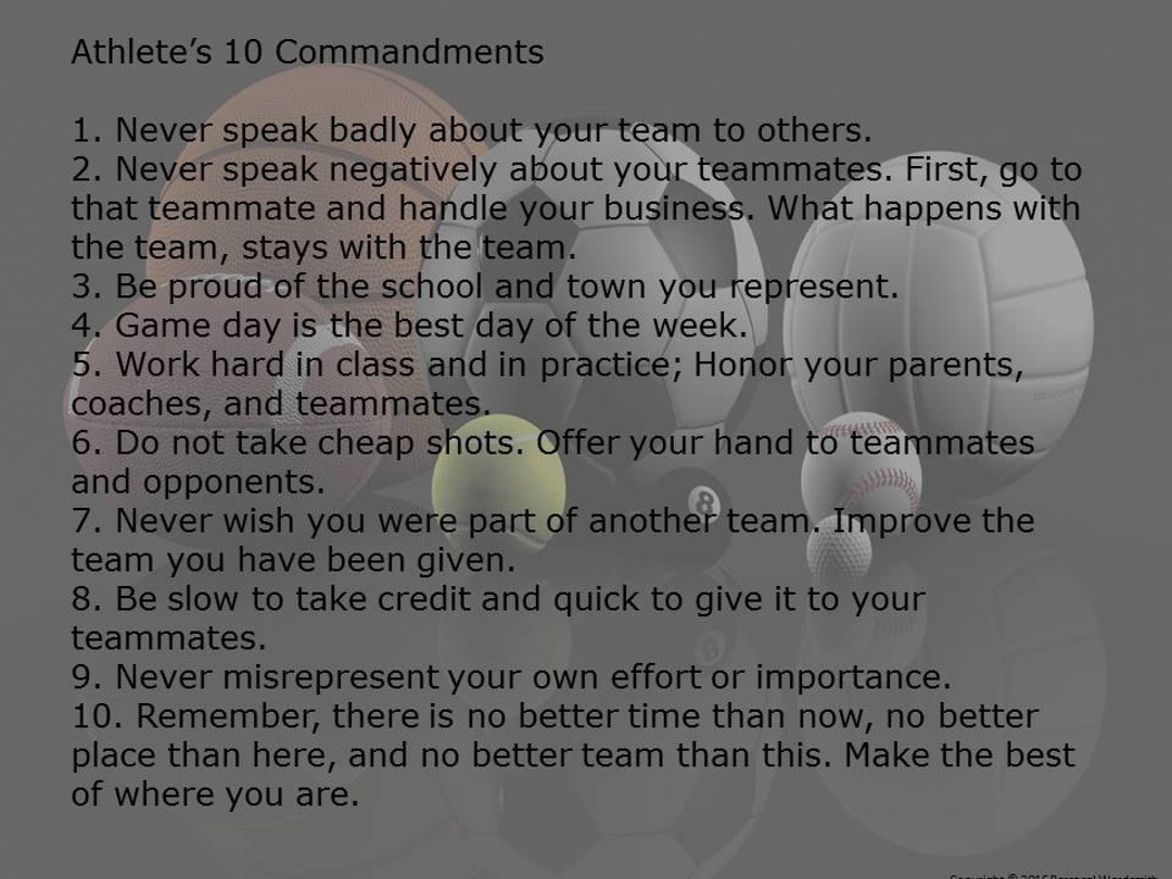 Ten Commandments for Athletes Digital Print, Downloadable Rules for