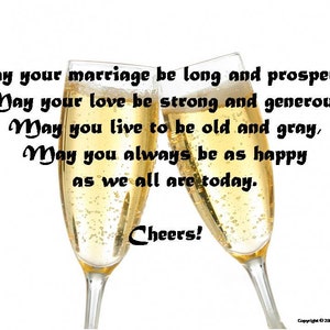 Wedding Toast Print, Cheers to the Bride and Groom, Reception Speech Download, Short Sweet Poem About Marriage Blessing to Personalize