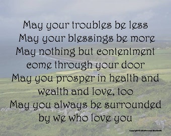 Irish Wedding Blessing Digital Print, Irish Wedding Toast Download, Printable Irish Wedding Prayer, Traditional Irish Blessing for Marriage