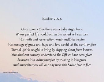 Easter Inspirational Print Digital Download, Christian Poetry Downloadable Wall Art, Download for Easter Poems, Printable Easter Poetry