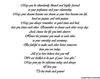 Scripture Based Wedding Blessing Print, Christian Marriage Reading Download, Toast to Bride and Groom, Covenant and Sacrement Prayer