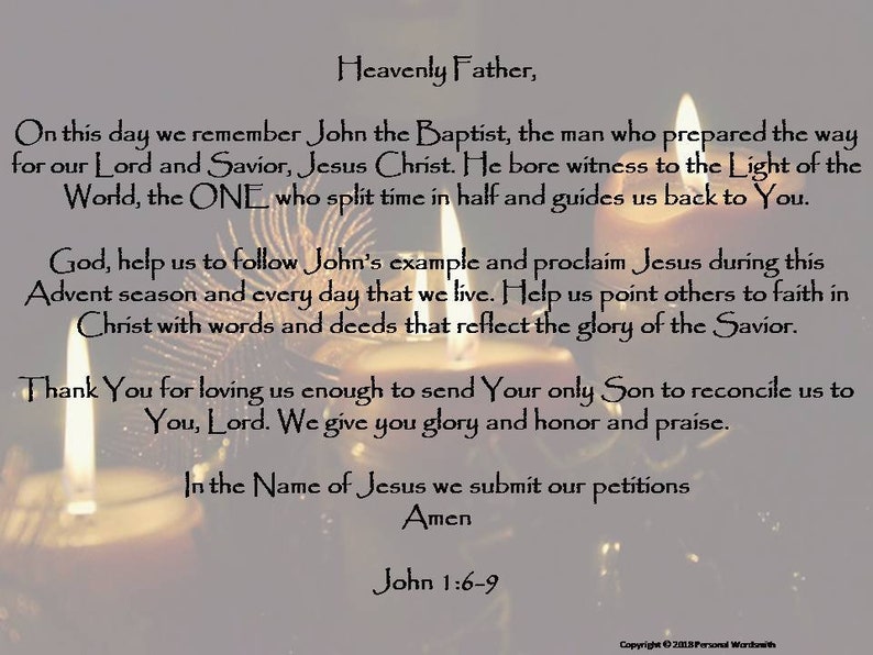 First Candle of Advent Scripture Download Prayer for Advent Etsy
