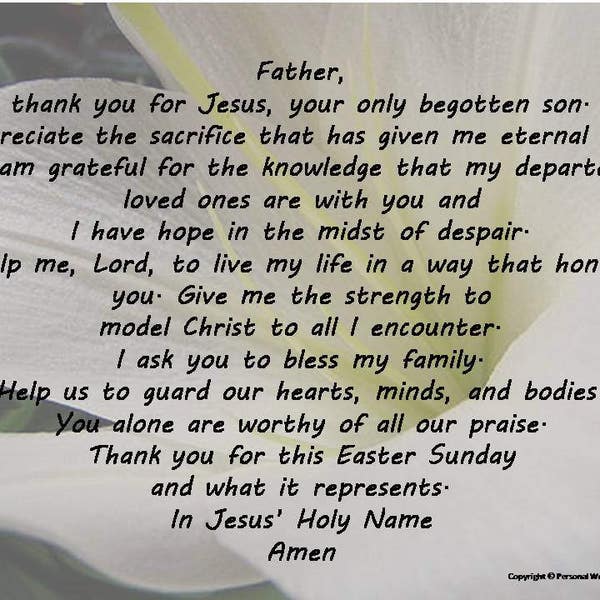 Easter Prayer Digital Print, Downloadable Palm Sunday Prayer, Printable Prayer for Easter, Christian Easter Print, Easter Prayer Print Decor