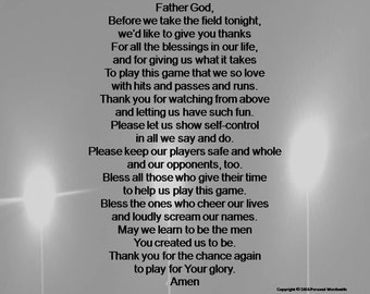 Christian Pre-game Football Prayer Print Digital Download -  Hong Kong