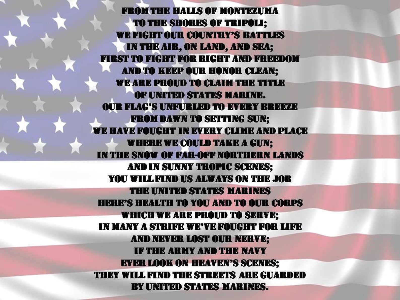 Marine Hymn Wall Art, Digital Download Marine Corps Hymn, Military