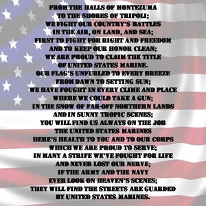 Marine Hymn Wall Art, Digital Download Marine Corps Hymn, Military Instant Download, Patriotic ...