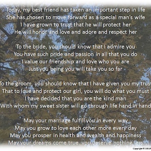 Maid of Honor Wedding Speech, Reception Toast That Rhymes, Marriage Blessing, Prayer For the Lucky Couple, Ceremony Reading, Rehearsal