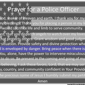 Gebet für einen Polizisten Download, druckbares Patrolman Gebet, Sicherheitsoffizier christlicher Druck, Polizist Wandkunst, Worte der Weisheit