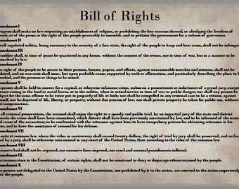 Bill of Rights Poster Print, Constitution Print, Patriotic Wall Art, Unalienable Rights Print, Ammendments to the US Constitution Poster