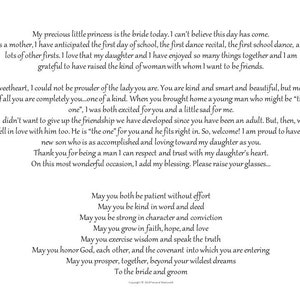 Brindis de la madre de la novia, discurso de boda, comentarios de recepción, poesía para la hija, bendición para enmarcar, sentimientos de despedida de soltera, descarga instantánea
