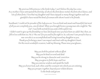 Wedding Speech, Mother of the Bride Speech, Mother of Bride Speech, Mother of Bride, Mother of the Bride Toast, Printed Wedding Blessings