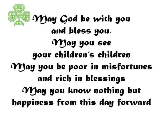 Irish Wedding Blessing Print Downloadable Irish Wedding Etsy