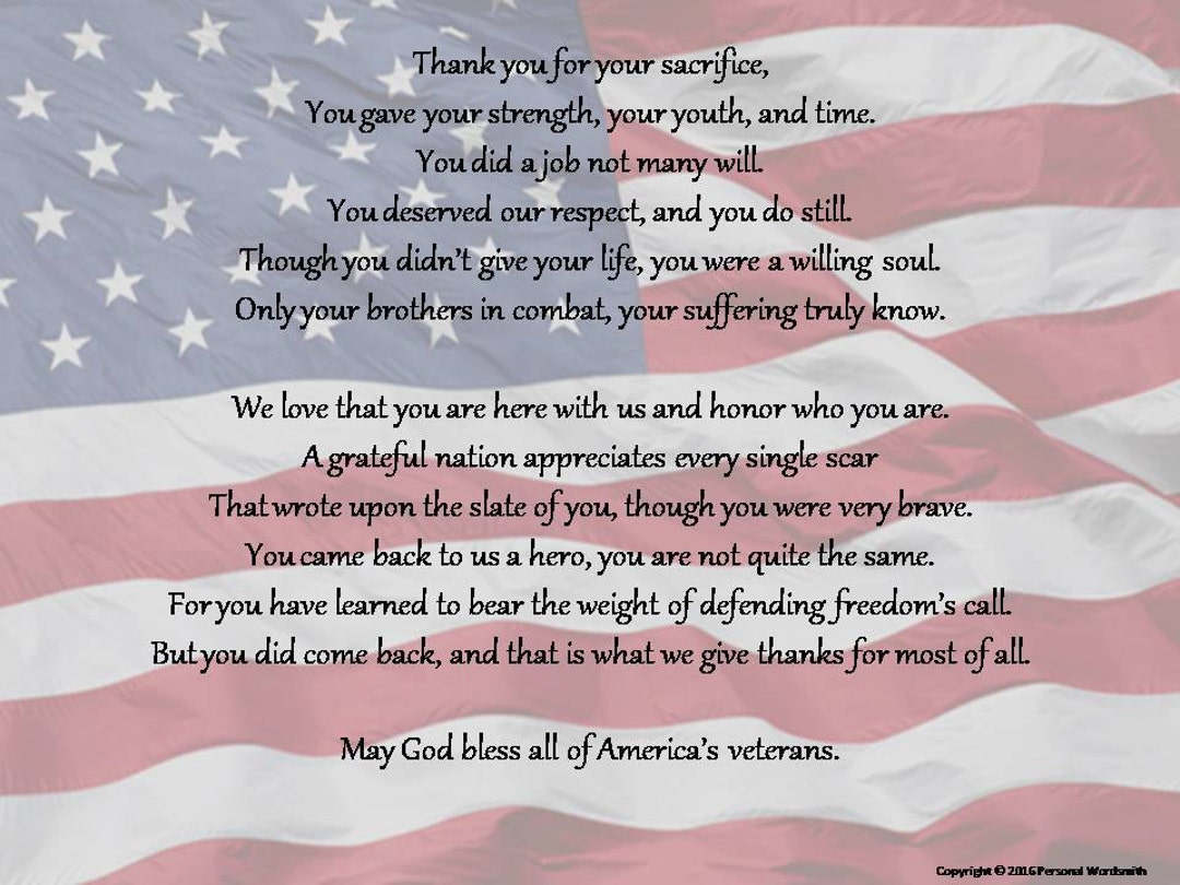 Veteran's Day Poem Downloadable Veteran's Reading - Etsy Norway