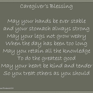 Caregiver's Blessing digitale print, gebed voor de handen die dienen door persoonlijke woordenmaker, geschenk van christelijke poëzie voor artsen en verpleegkundigen