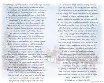 A Visit From St. Nicholas Traditional Christmas Poem Digital Download, Santa and Reindeer Story to Print