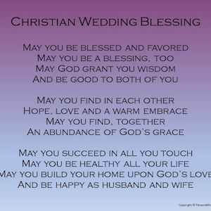 Bendición de matrimonio cristiana para imprimir, brindis de recepción de boda para novios, descarga instantánea, tarjeta de felicitación digital para despedida de soltero o soltera