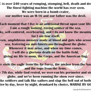 Marine by God Poem Print, Marine Veterans Day Poem, Famous Marine ...