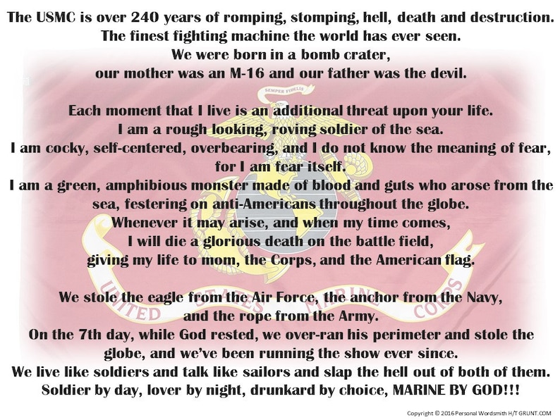 Marine by God Poem Print, Marine Veterans Day Poem, Famous Marine ...