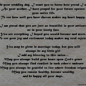 Mother of Bride Poem Digital Download, Wedding Poetry Print, Speech of Blessing, Reading for Christian Ceremony, Prayer for Bride and Groom