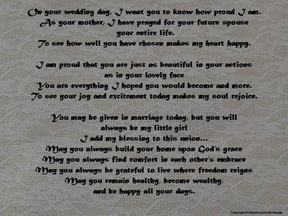 Mother Of Bride Poem Digital Download Wedding Poetry Print Etsy