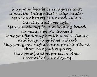 A Wedding Blessing Toast Digital Print, Downloadable Marriage Advice Reading, Prayer for the Bride and Groom, Reception Speech