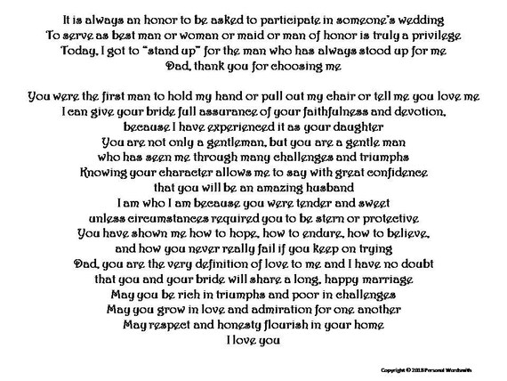 Best Woman Speech Daughter To Dad Toast From Daughter To Dad Etsy
