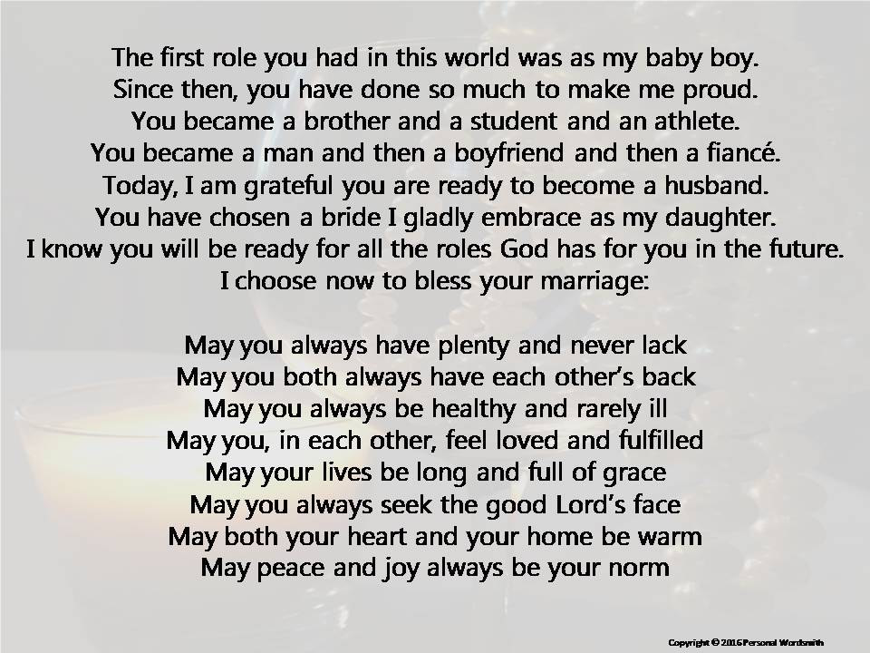 Mother of the Groom Wedding Blessing Toast Print, Downloadable Reading for Mom of the Groom, Mum's Reception Blessing for Bride and Groom