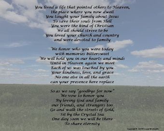 Celebration of Life Poetry Print, Prayer Poem for Funeral, Remembrance Rhyming Tribute Download, Family Poem In Memrium, Eulogy Poetry Print