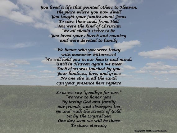 Celebration Of Life Poetry Print Prayer Poem For Funeral - Etsy Canada