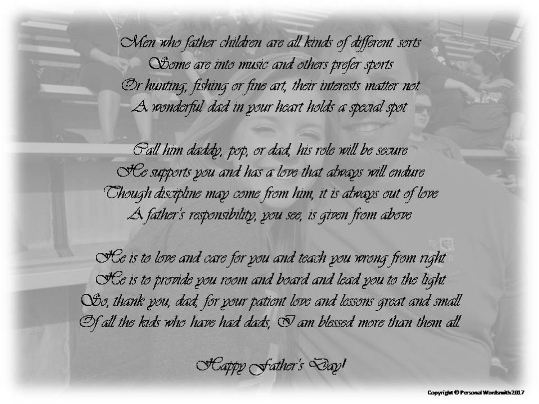 Father's Day Poem Digital Print, Downloadable Father's Day Poetry