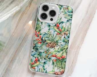 Christmas branch winter cute Clear Phone Case For iPhone 15 14 Plus 13 Pro Max 12 Mini XR 11 8 7 SE 2022 Galaxy S23 S22