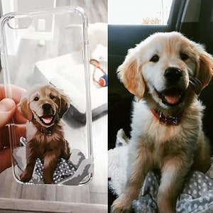 Funda de teléfono con retrato de mascota personalizada / Regalo para amante de los perros / Ideas de regalos para perros / Retrato de mascota personalizado / Regalo de prometido / Estuche personalizado / Regalo de pérdida de perro