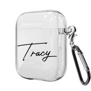 Custom AirPod Case with keychain Customized Name AirPod Case Personalized Gift AirPod 1 & 2 custom case AirPod Pro custom case image 1