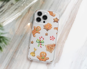 Christmas gingerbread cute Clear Phone Case For iPhone 15 14 Plus 13 Pro Max 12 Mini XR 11 8 7 SE 2022 Galaxy S23 S22  candy