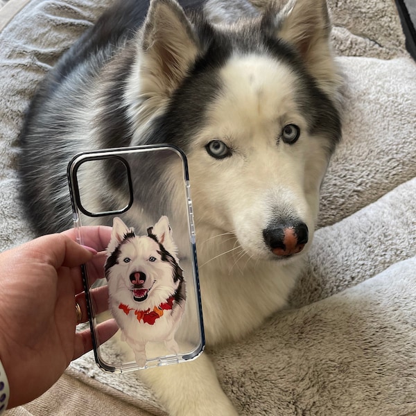 Custom Pet Illustrated Impact Protective Phone Case, gift for dog lover, dog gift ideas, Custom Pet Portrait, Mother Gift, Impact case