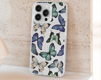 Butterflies Aesthetic Clear Phone Case For iPhone 15 14 Plus 13 Pro Max 12 Mini XR 11 8 7 SE 2022 Galaxy S23 S22