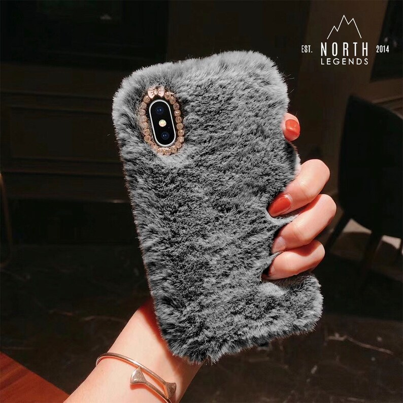 Faux Fur Phone Case Grey Fabric Caseiphone 6 Case Iphone 7 Etsy