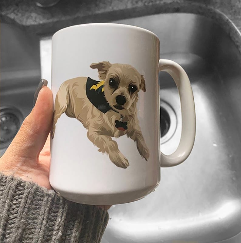 Custom Pet Portrait Mug Dog Coffee Mug Pet Coffee Cup Etsy